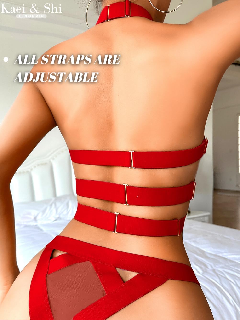 Kaei&Shi Strappy Cutout Lingerie, Halter Backless Garter, Sexy Top Outfits - Image 3