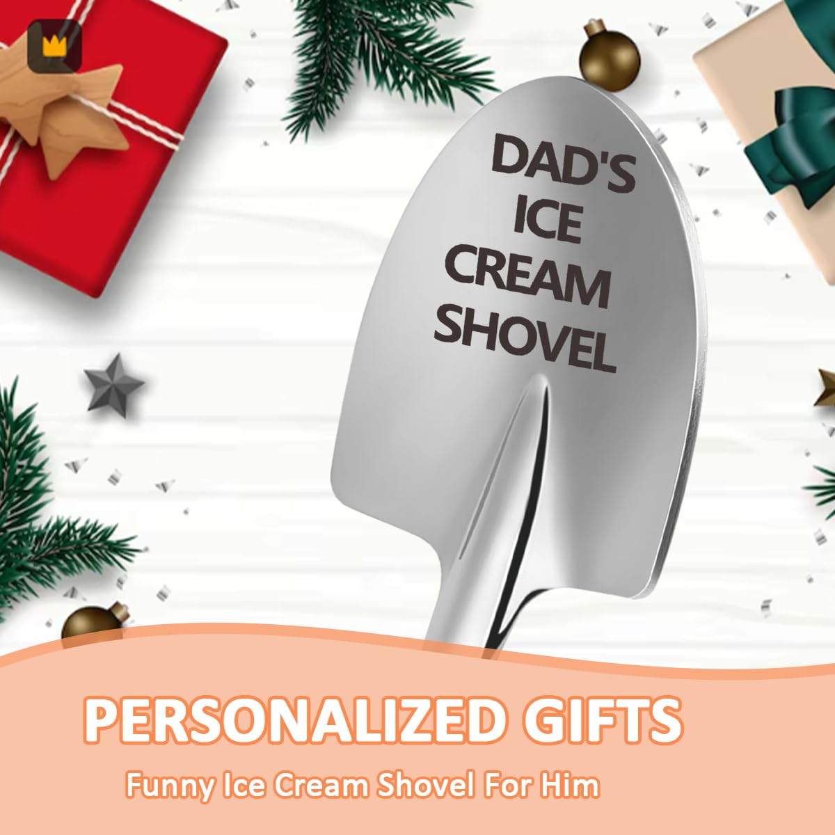Dad's Ice Cream Shovel - Custom Engraved Stainless Steel Spoon, Father’s Day Gift Set With Card & Bag, Sentimental Present For Dad, Grandpa - View #9