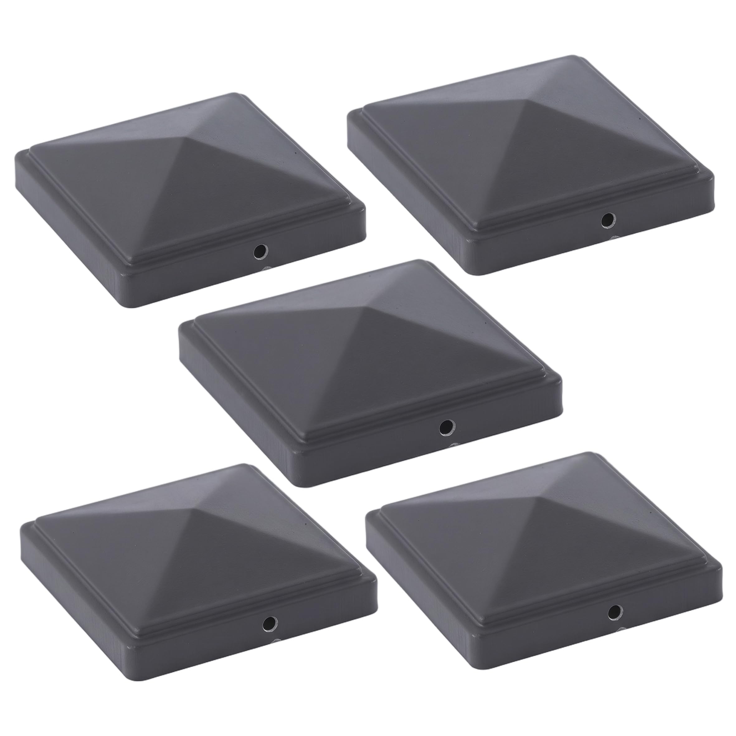 Takingup Dark Gray 5 Pack Fence Post Caps, Thick Galvanized Iron Deck Post Caps For Wood Posts, Deck Posts, Garden Pillars & Railings, 4.02X4.02 Inch Fence 4X4