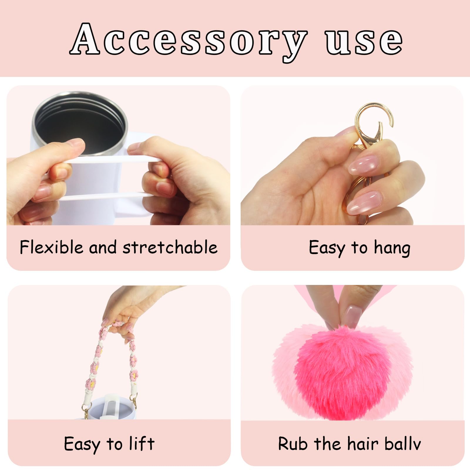 XIANGYUAN 11PCS Cup Accessories For Stanley Cup - Straw Cover, Handle Strap, Boot, Chains & Stickers (Fits 30oz & 40oz) 4 thumbnail image