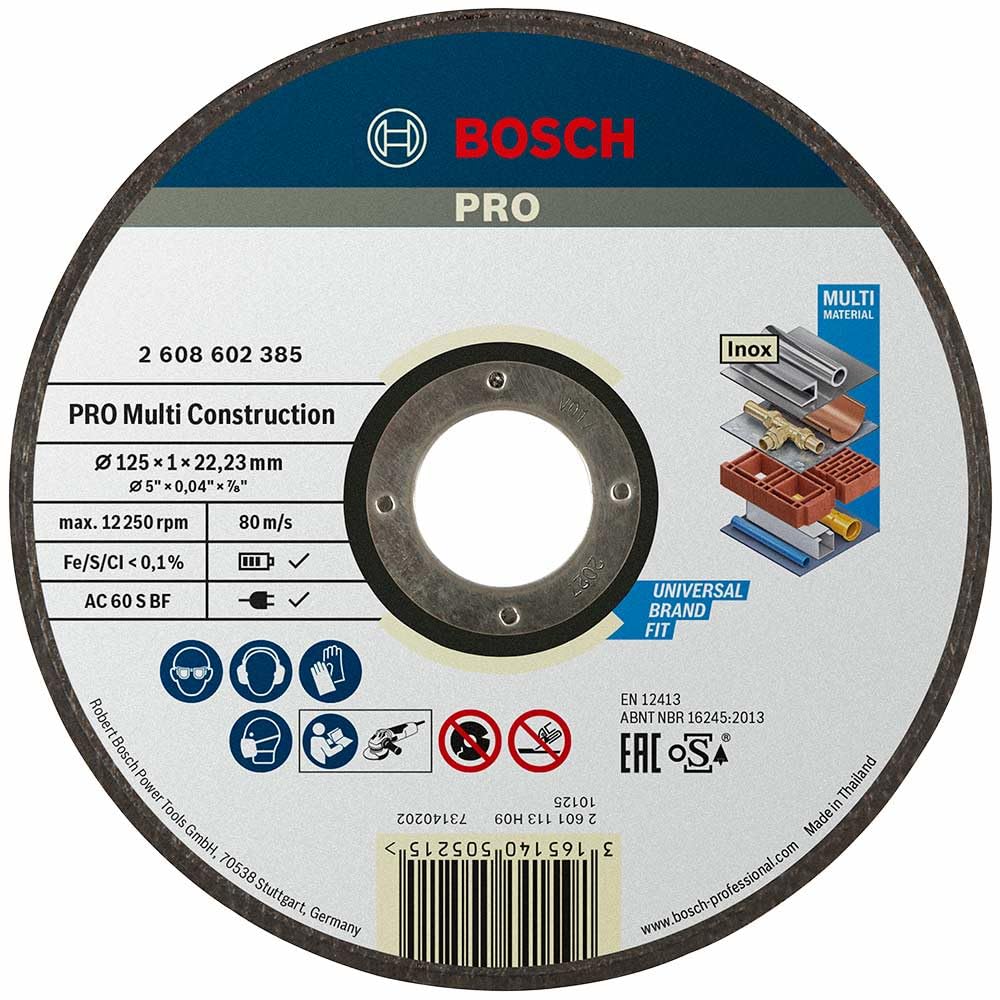 Bosch - 125*1, 0 mm Çoklu Malzemelerde Kullanım İçin Düz Kesme Diski (Taş)