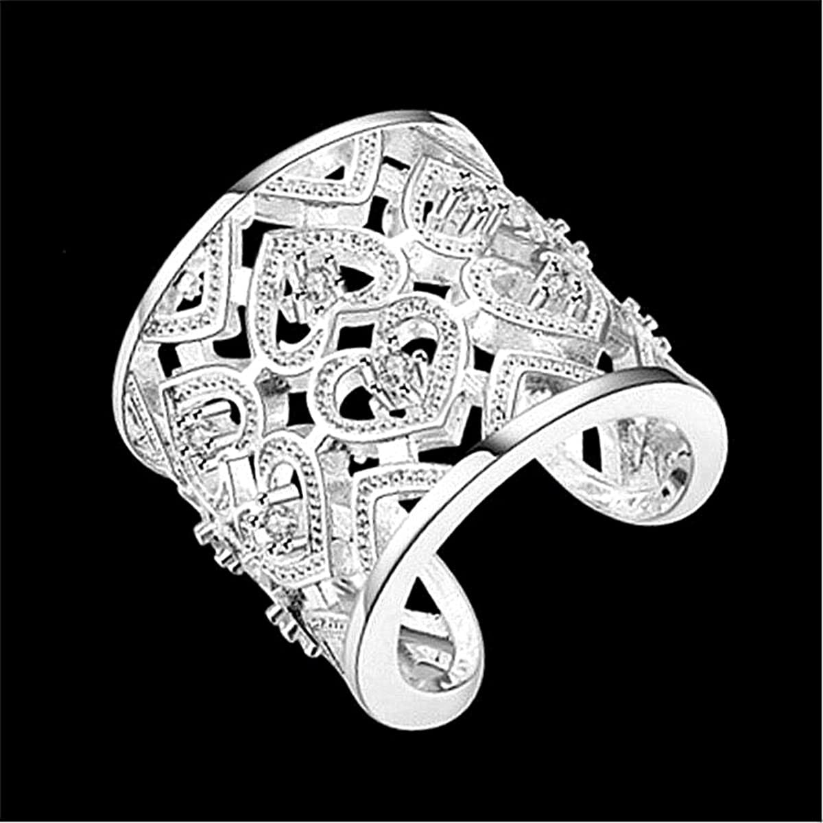 Europa Estilo 925 bañado en plata hueca oye blanco Zircon ajustable banda Ringe