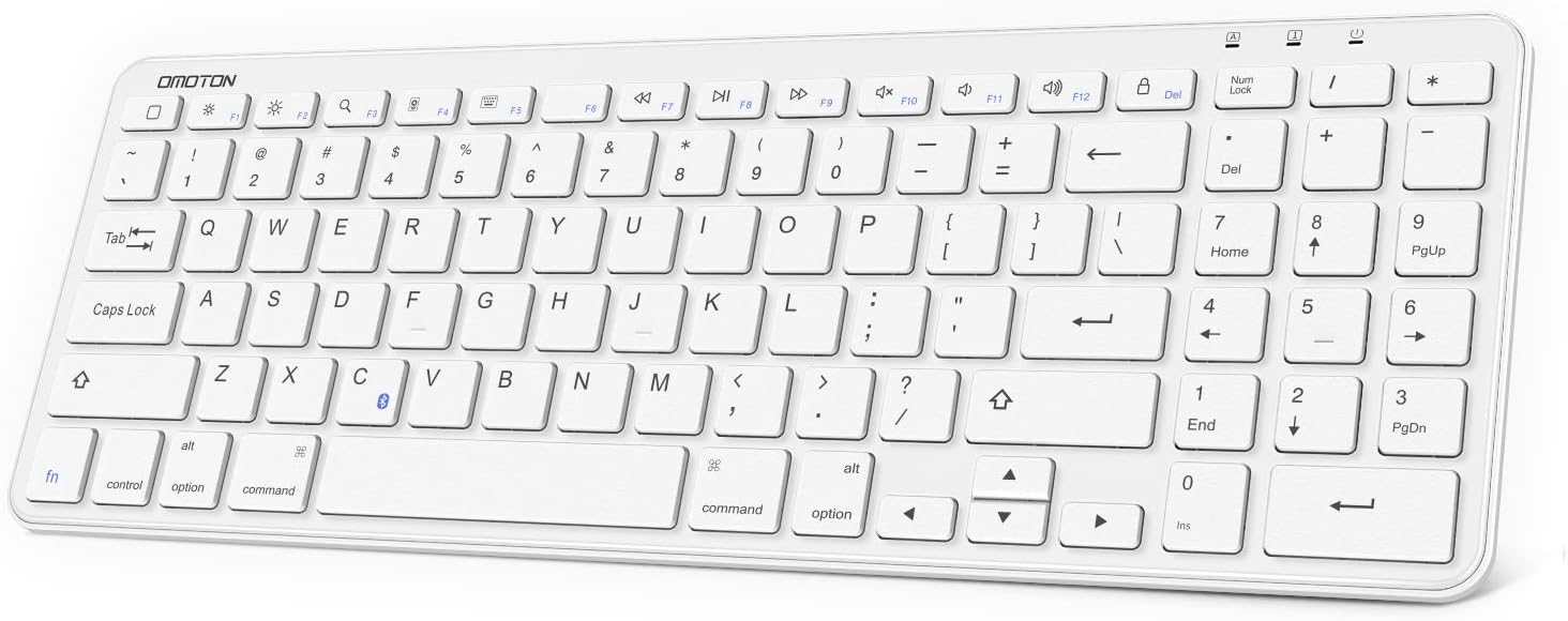 OMOTON Ultra Slim Wireless Bluetooth Keyboard for iPad Air 10.9/10.5, iPad Pro 12.9/11, iPad 8th 7th Gen 10.2, iPad 9.7, iPad Mini and More, White
