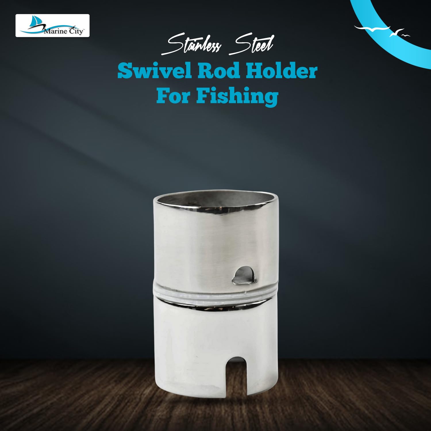 MARINE CITY 316 - Supporto girevole per canna da pesca, in acciaio inox, 4 pezzi