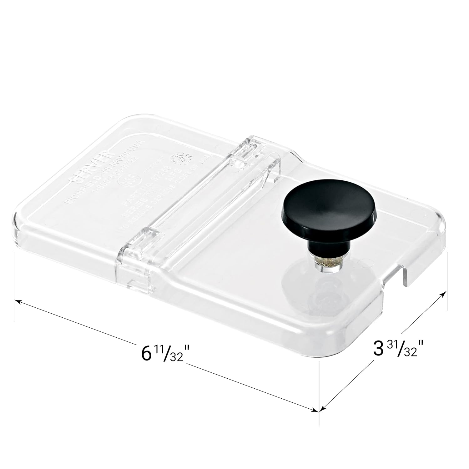 Server Products Dispenser Jar Lid, Clear Plastic 1/9-Size Jar Hinged Lid for Condiment Dispenser Jars, 87253, Compatible with Server 1/9 Size Fountain Jars