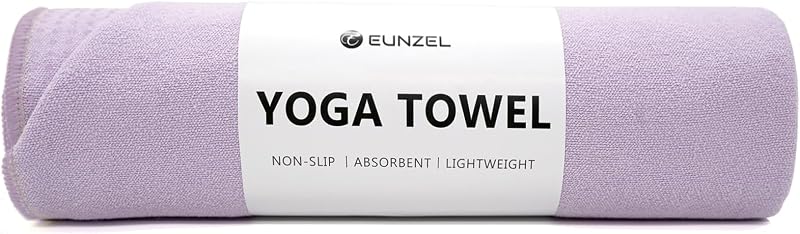 Eunzel Non Slip Hot Yoga Mat Towel with Grip Dots, 72" x 24" | Grip Dot Non Slip, Sweat Absorbent Microfiber, Hot Yoga & Pilates, Workout Stability