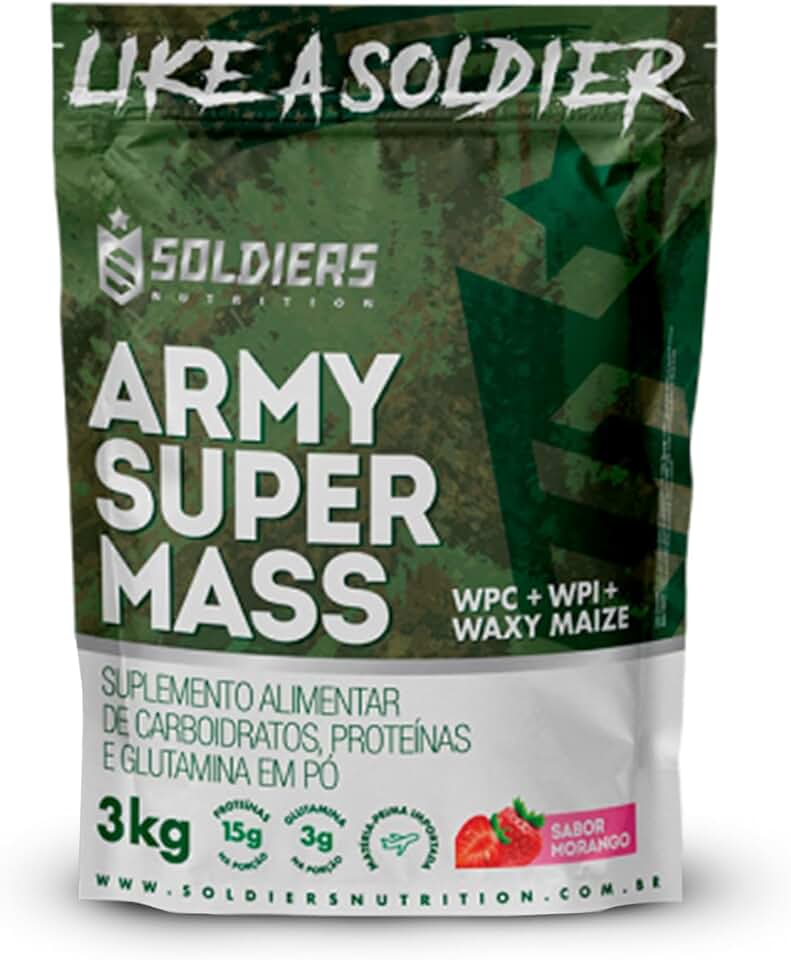 Hipercalórico Army Super Mass 3Kg - 100% Importado - Soldiers Nutrition Morango