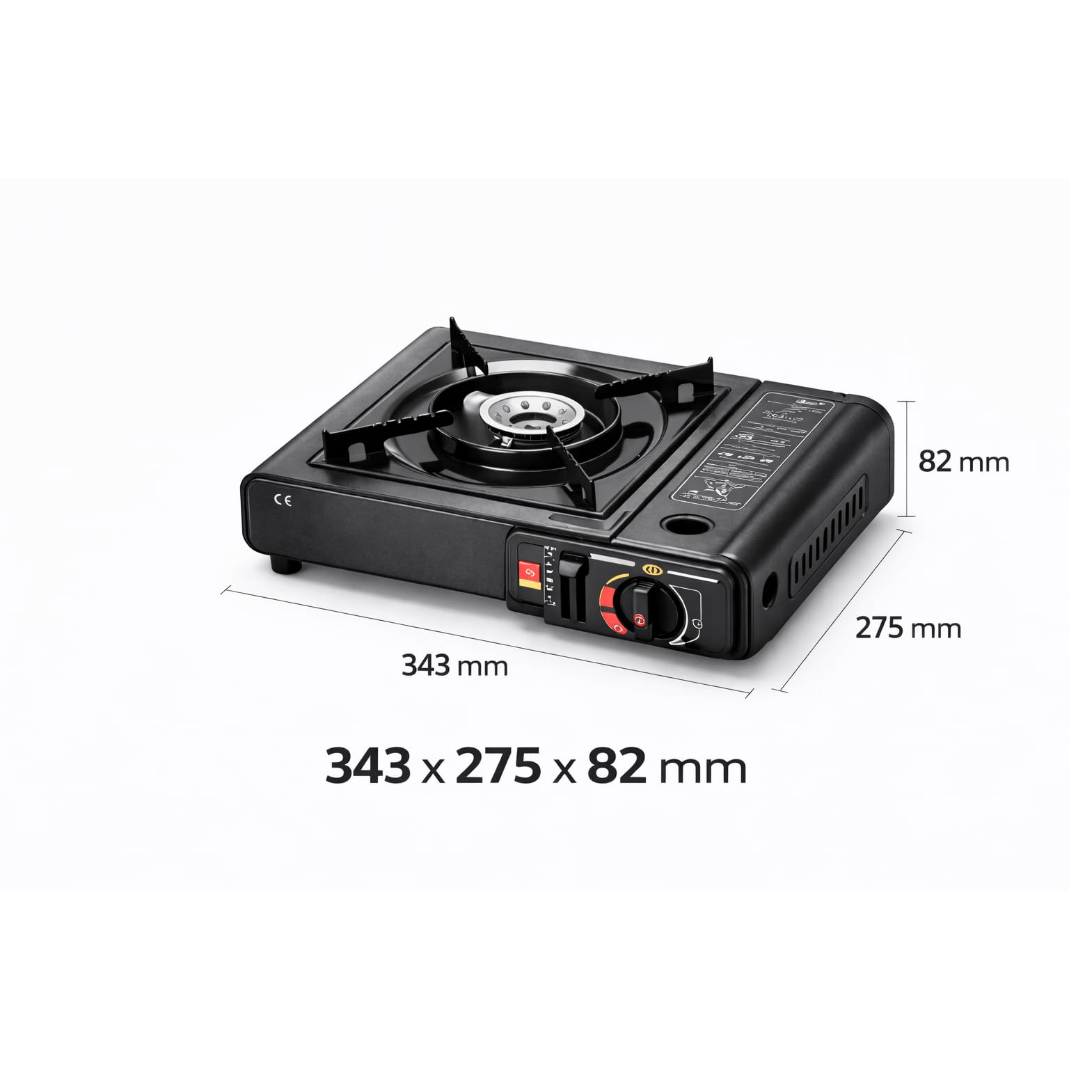 Cocina de gas portátil de 1 fuego con maletín, hornillo camping gas dual para cartucho 227 g o botella externa, encendido piezoeléctrico, potencia regulable, cocina compacta para camping