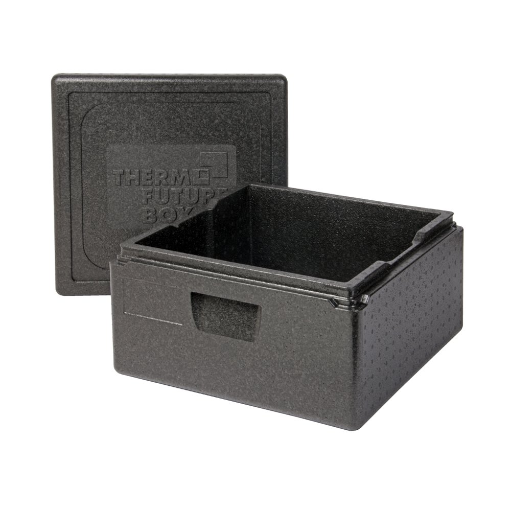 Thermo Future Box Quadratische Thermobx Kühlbox Contenitore Coperchio, Scatola Termica in EPP (Polipropilene espanso), Nero, 21 l
