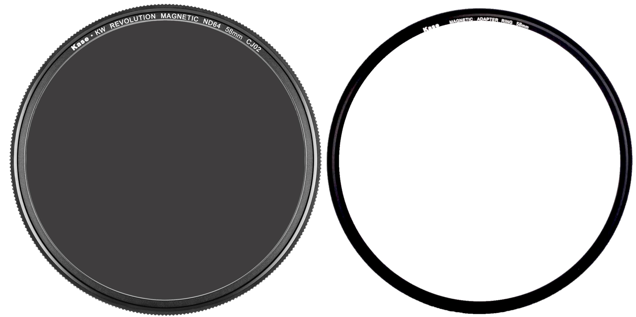 Kase Wolverine Revolution 58mm Magnetic ND1000 10 Stop Shockproof Tempered Optical Glass Filter w Red Ring & Adapter