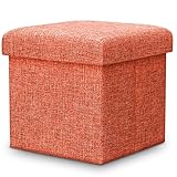 LIXIONG Outdoor Ottomans Footstools Household Framework Cotton and Linen Foldable Storage Stool, Bea
