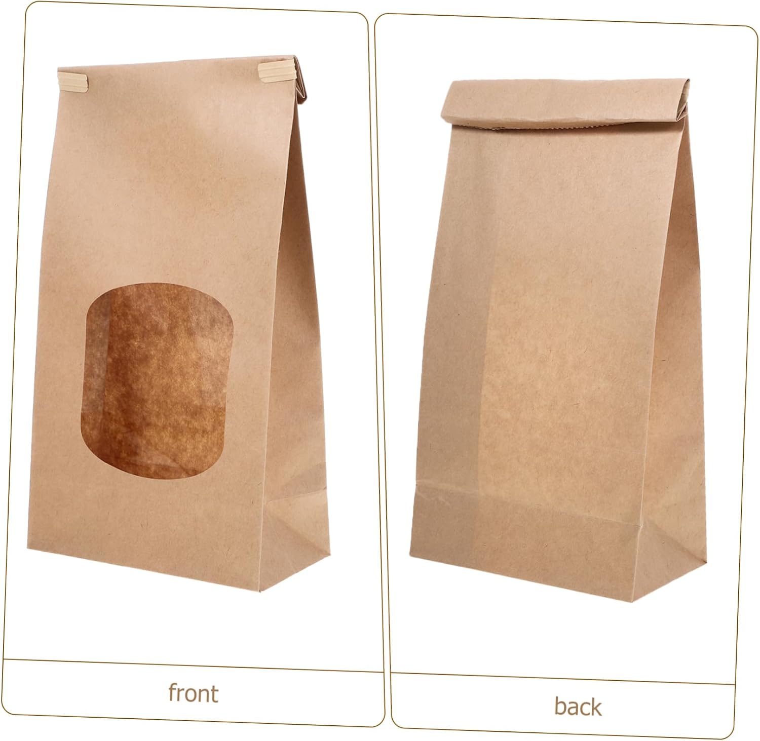 50pcs Bread Bags Window Kraft Paper Paper Packing Bags for Homemade Bread Cake Snack Storage Oil