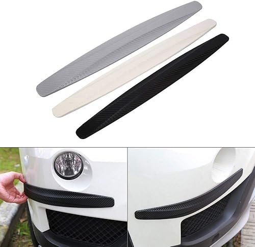 Vista 7 de Ejoyous Protector universal para parachoques de esquina de automóvil, tiras antiarañazos, acabado de fibra de carbono, color blanco