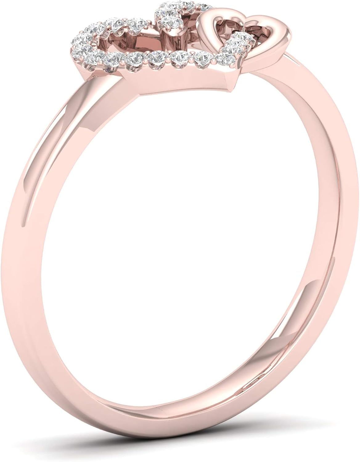 Diamond2Deal 1/10 cttw Round Diamond Heart Promise Ring 10kt Gold (Color H-I Clarity I2)