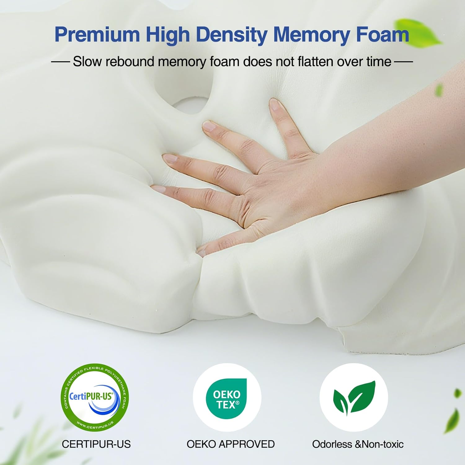 Cervical Pillow for Neck Pain Relief - Ergonomic Neck Pillow with Ice Silk Pillowcase, Cooling Memory Foam Pillows for Side Back Stomach Sleepers