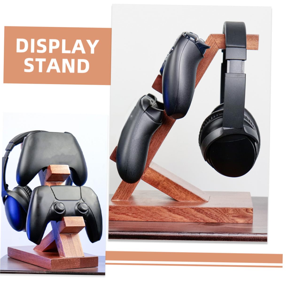 Homoyoyo Supporto per Controller di Gioco in Legno Multifunzionale con Portacuffie Integrato Compatibile con Xbox Organizzatore Stabile per Gamepad e Headset Accessorio Essenziale per