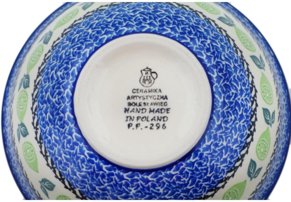 Polmedia Polish Pottery Bowl 6-inch - Sour Power Pattern Handmade in Boleslawiec Poland by Ceramika Artystyczna + Certificate of Authenticity