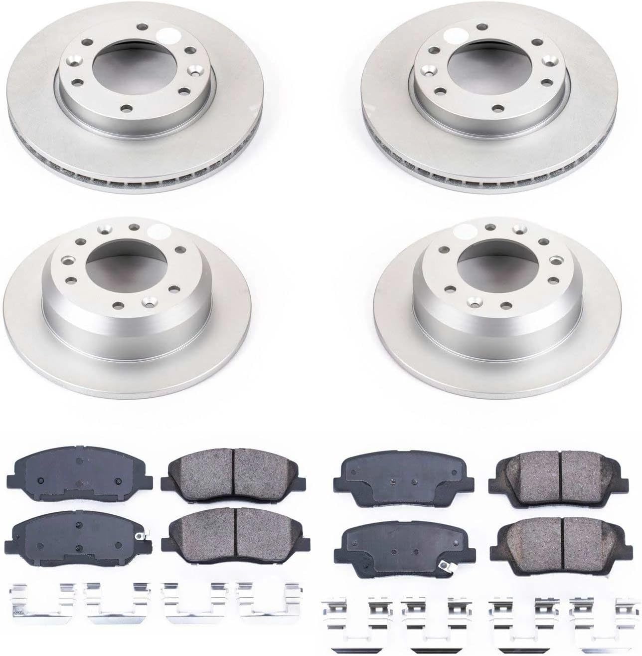 PowerStop Front and Rear Brake Kit for Hyundai Entourage 2007-08 |Kia Sedona 2007-12 |Sedona 2014 - Fully-Coated Disc Rotors with Z17 Ceramic Brake Pads Replacement, CRK5831
