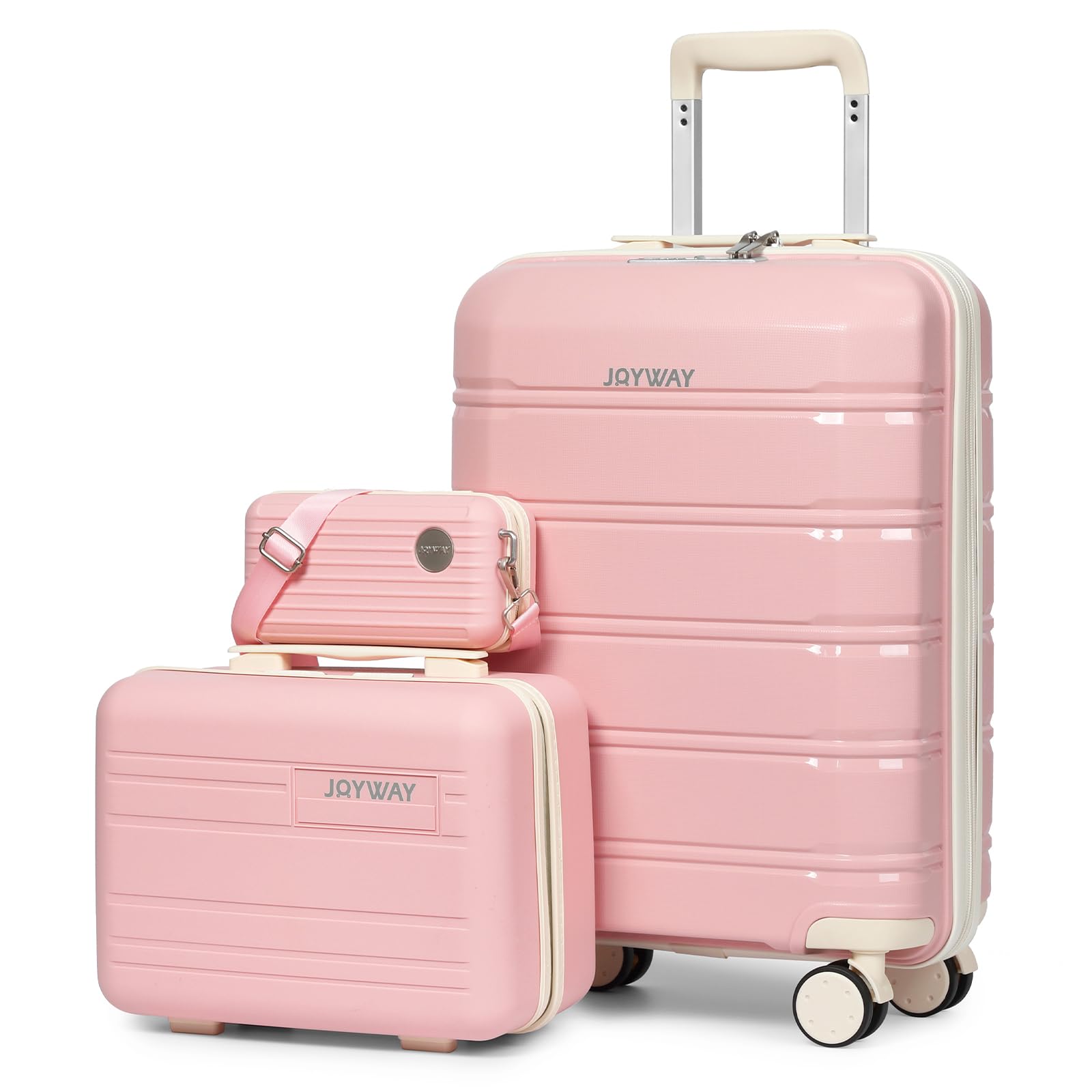 Joyway Set de Valises, 3 Pcs Ensemble de Valise Trolley Voyage, Ultra-légères Bagages de Cabine 20", avec Roues Multi-angles Spinner et Serrure TSA, Inclus 1 Trousse de Toilette et 1 Sac Bandoulière