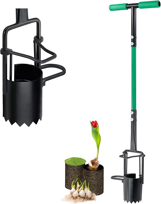 Colwelt Bulb Planter Tool Long Handle, Serrated Base