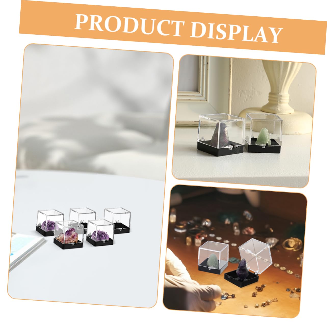 PRETYZOOM 10pcs Cake Small Specimen Case Specimen Container Transparent Mineral Showcase Display Container Display Case Specimen Storage Case Mineral Sample Case Plastic Black