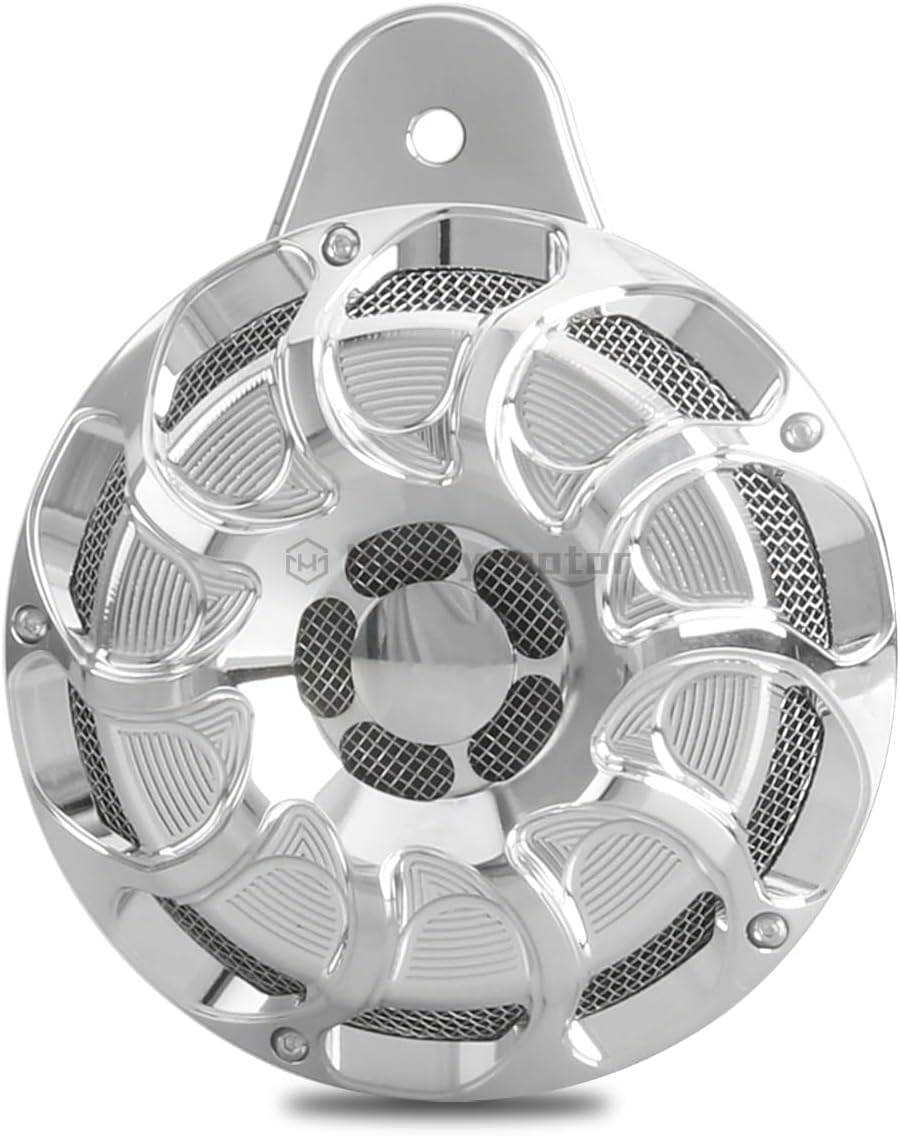 CNC Billet Aluminum Horn Cover for Harley Big Twin, Street Glide,Road King, Electra Tour Glide CVO, 1991-2024 (Drift -style, CHROME)
