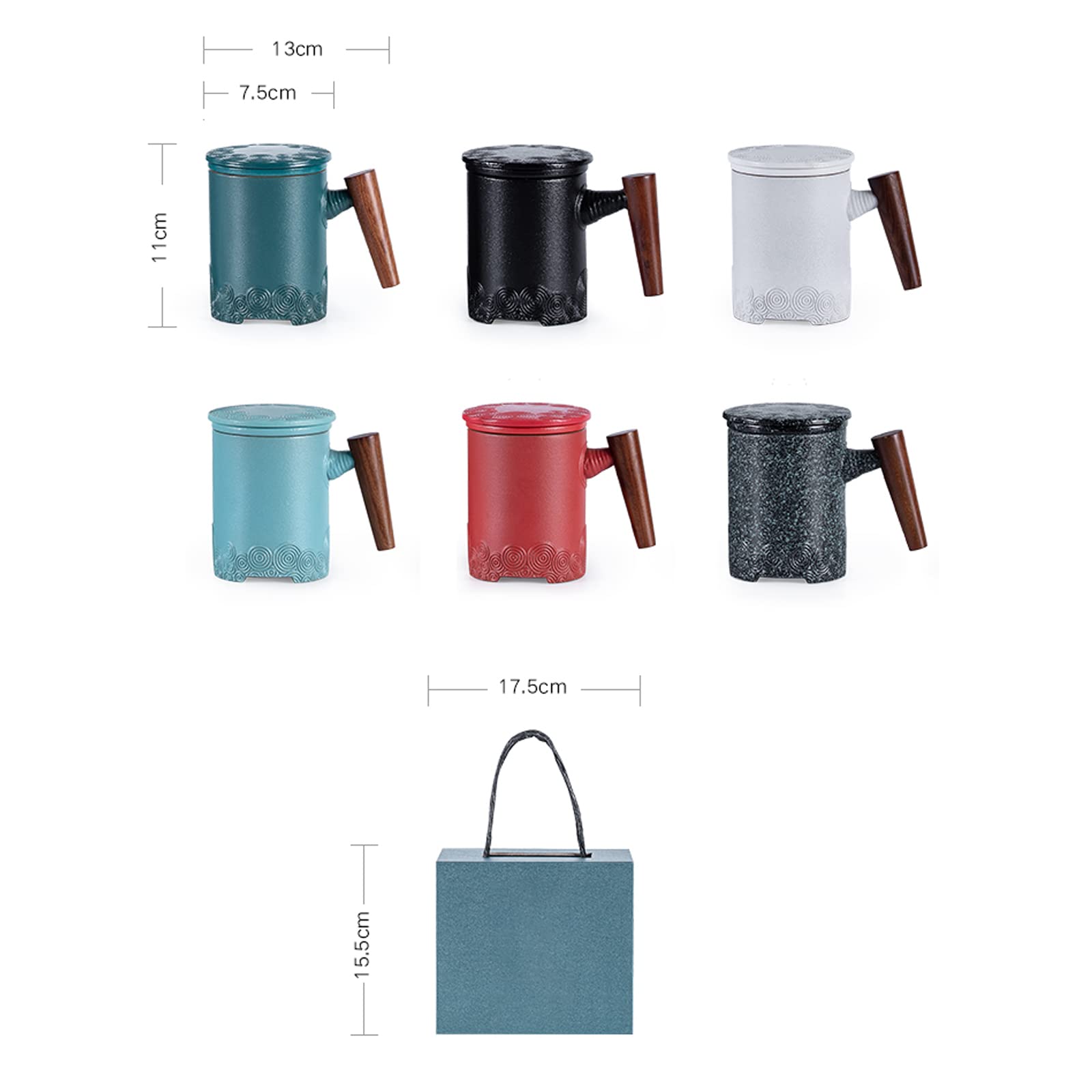 Orientalny ceramiczny zestaw do herbaty Zestaw czajniczków Ceramiczne filiżanki do herbaty z zaparzaczem i pokrywką, Kubek z zaparzaczem, Kubek z sitkiem do herbaty, Ceramiczny kubek do zaparzania her