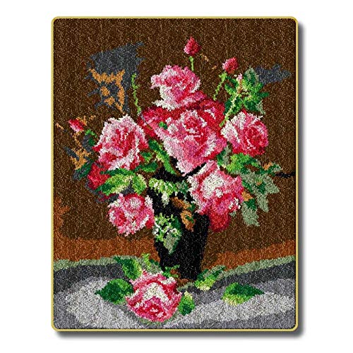 Kit de Alfombra de Gancho, Grande Bordado Punto de Cruz Cojín Decoración para El Hogar, 100 x 81 cm (Color : Flower) Cover