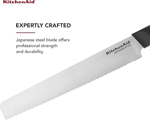 Miniatura 8 de KitchenAid Cuchillo Santoku clásico con tapa de hoja de ajuste personalizado, 7 pulgadas, cuchillo de cocina afilado, acero inoxidable japonés de