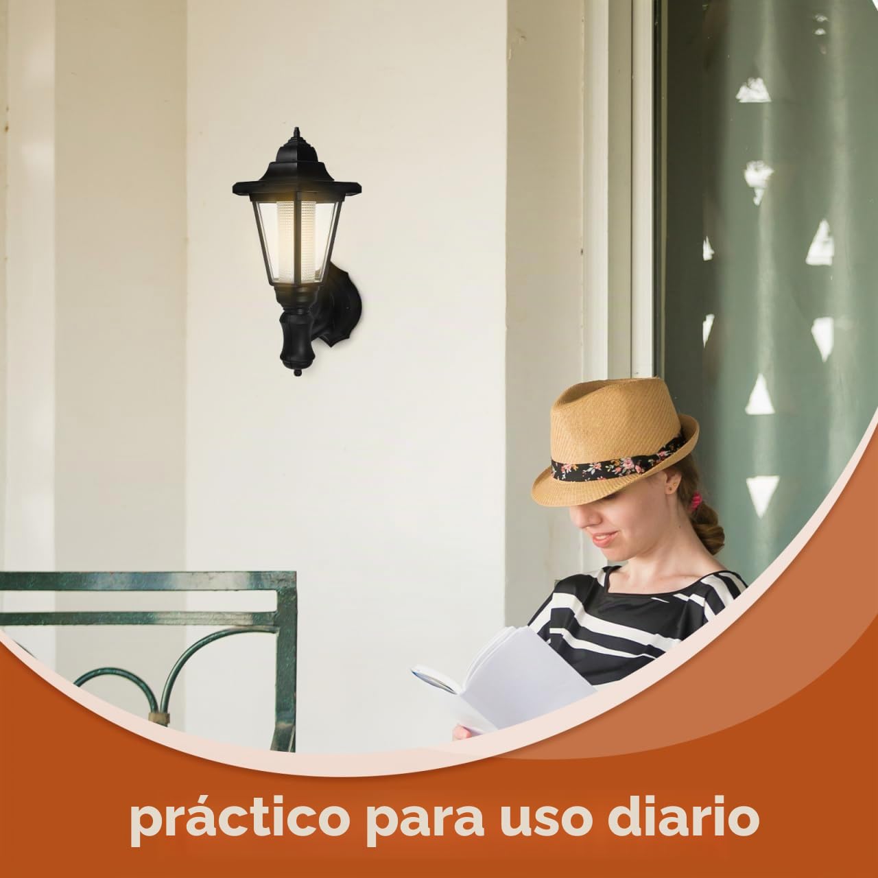 OSALADI Lámpara De Pared Con Energía Solar Para Exterior Luz Solar Pared Exterior Para Jardín Patio Y Pasillo Aplique Decorativo Blanco 6.29X5.11X11.02 Pulgadas