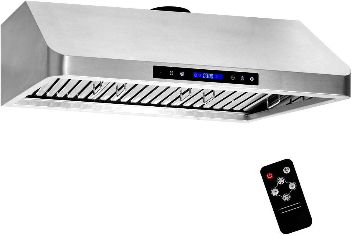 36 Inch Under Cabinet Range Hood 1000 CFM 4 Speed Air Exhaust Kitchen Cooking Fan Stove Vent Stainless Steel Filter