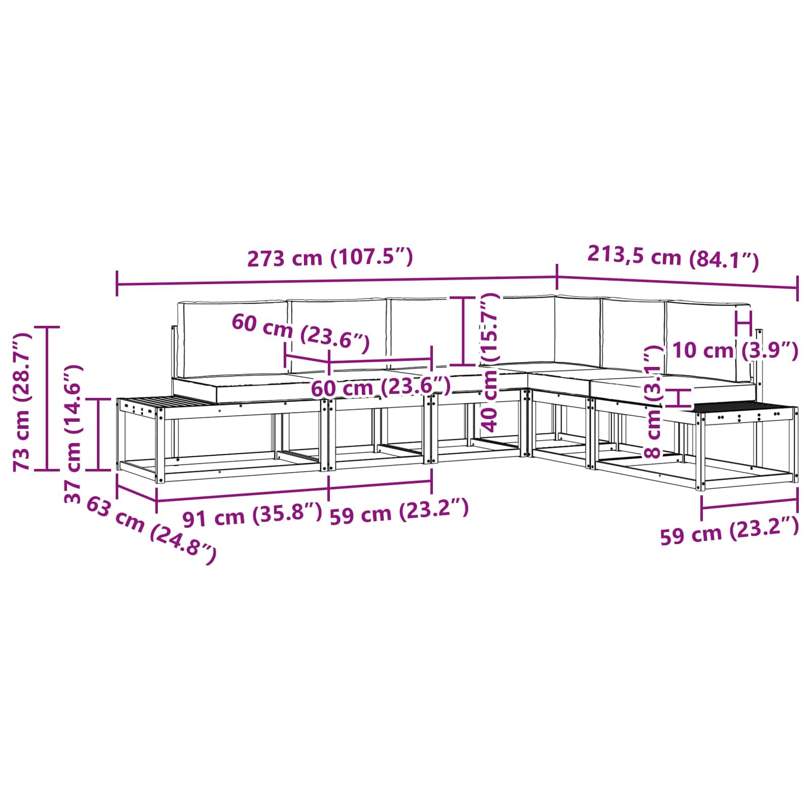 vidaXL Conjunto de sofás de Exterior con cojín 6 Pieza Natural y Crema, Sofá Modular para jardín, Muebles de Patio Modernos, Relajarse en la terraza