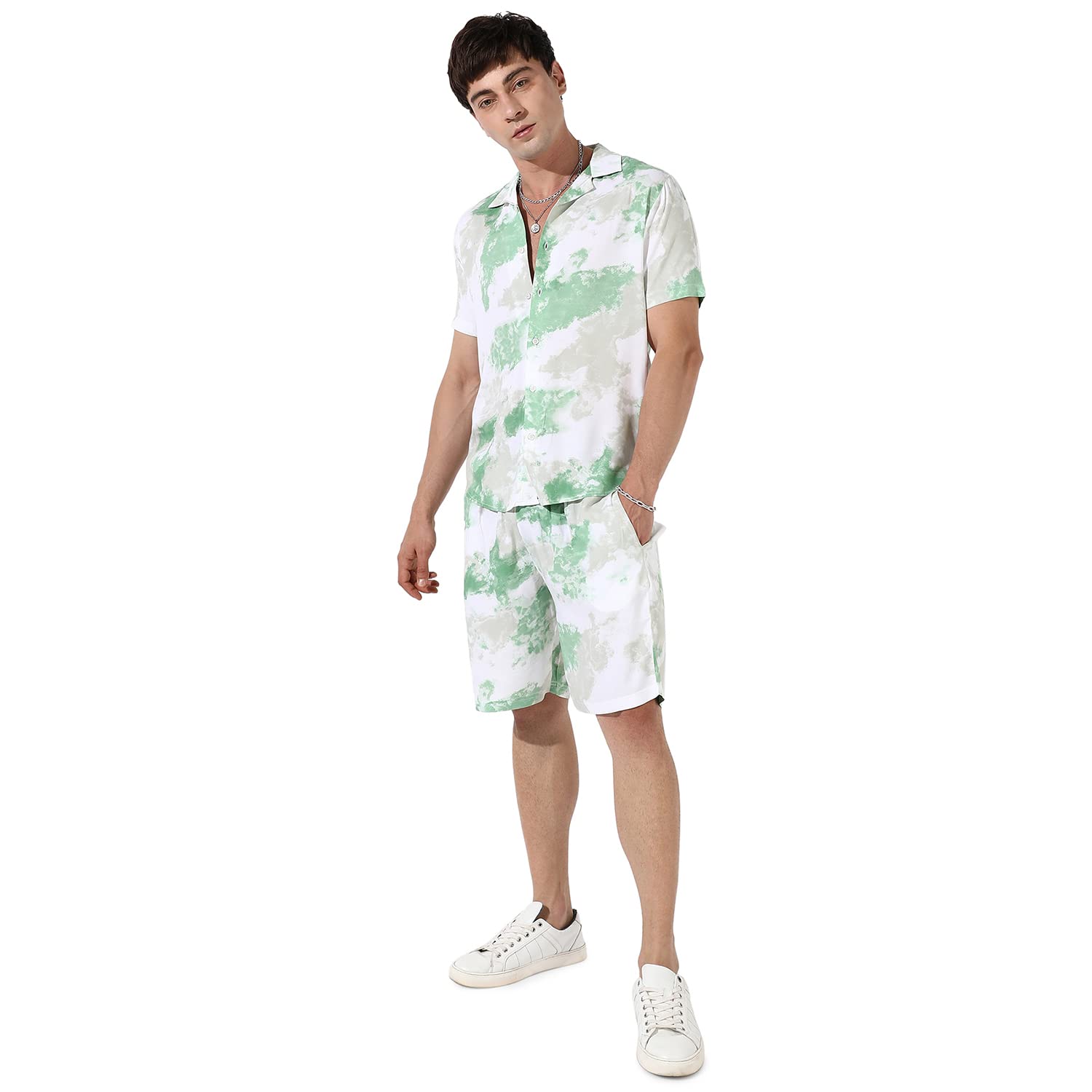 Campus Sutra Men's Multicolour Tie-Dye Print Co-Ord Set For Casual Wear | Cotton Rayon Fabric | Clothing Set Crafted With Comfort Fit & High Performance For Everyday Wear