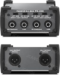 PD200 Stereo Passive DI Box Unit Hum Eliminator with GND ...