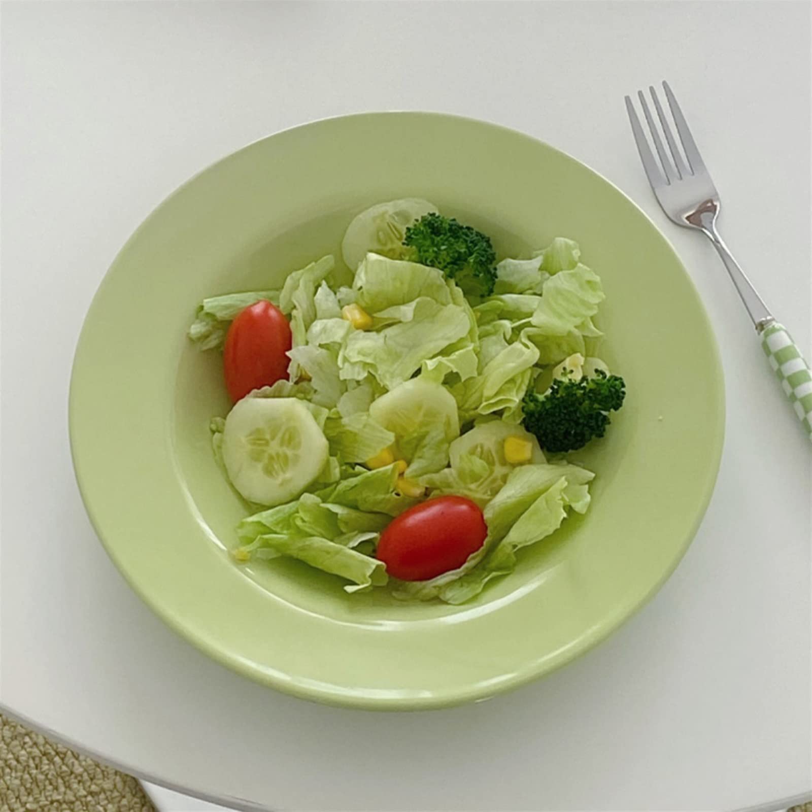 zastawa stołowa Prosta zielona miska na makaron ceramiczny talerz zupy domowa miska na zupę restauracja kawiarnia miska sałatkowa jednokolorowy talerz deserowy talerz na makaron okrągły głęboki talerz