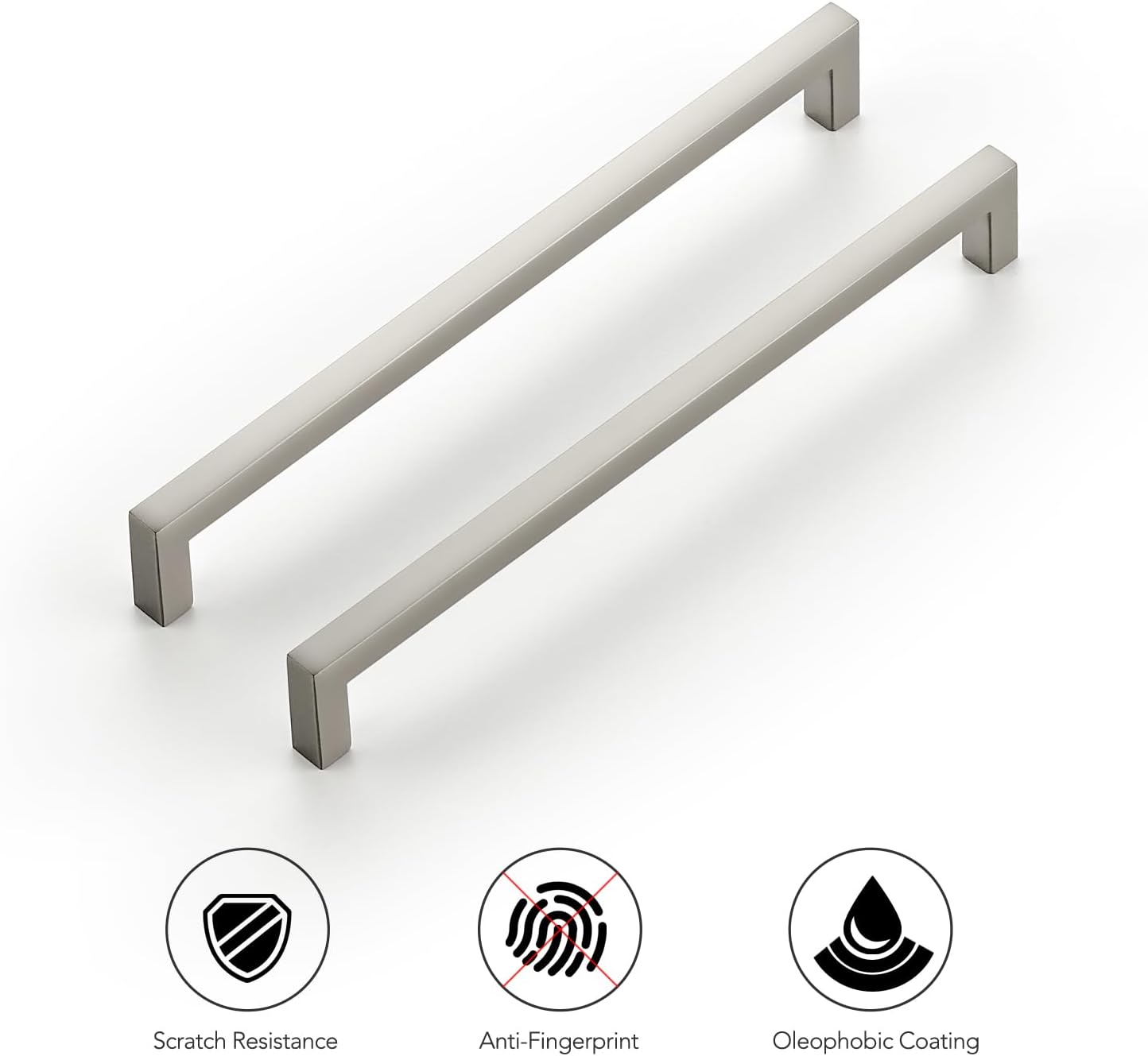 Ravinte 10 Pack Solid Kitchen Cabinet Handles Brushed Nickel Cabinet Pulls Slim Drawer Pulls with 7-1/2 Inch Hole Center Square Bar Kitchen Cabinet Hardware