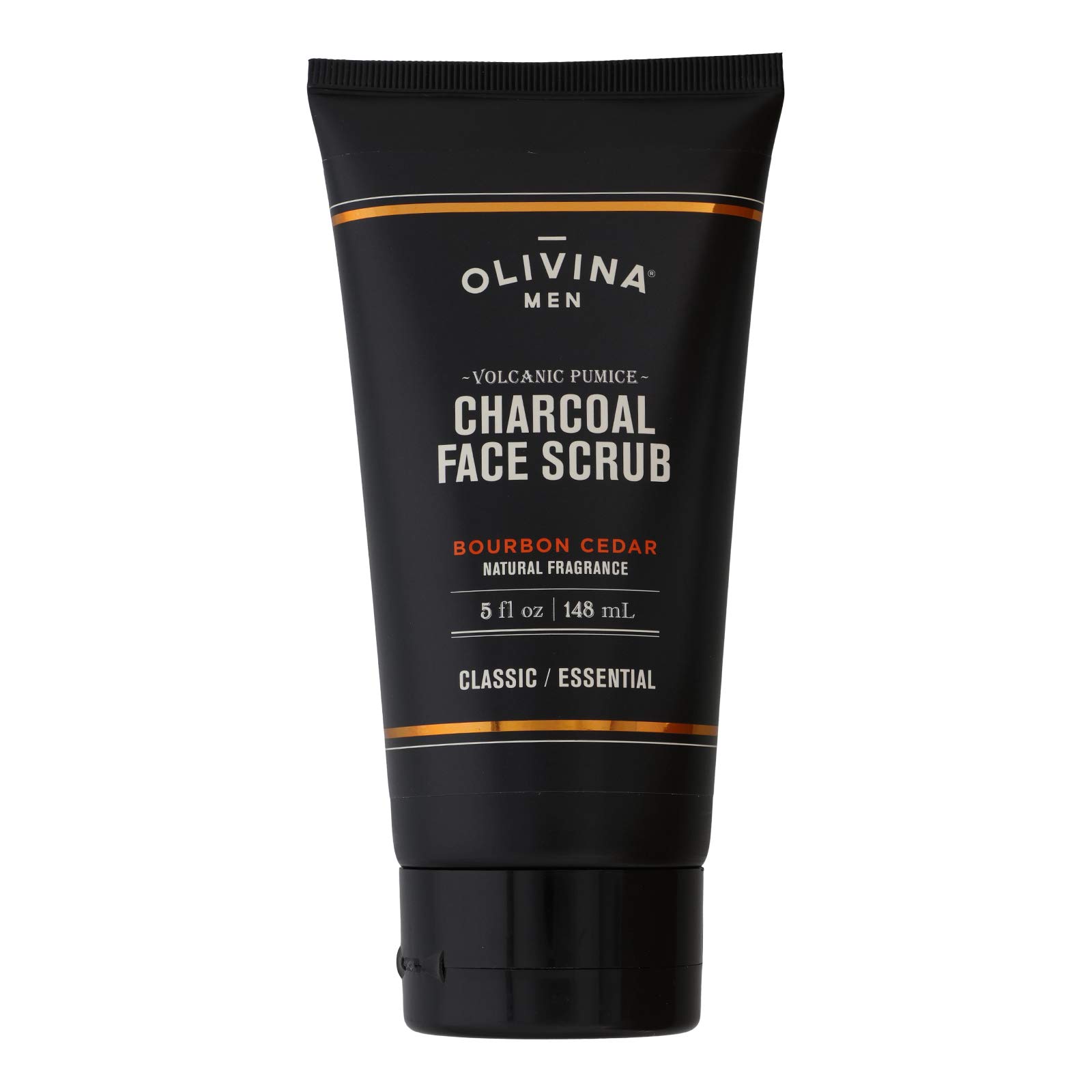 Barrel and Oak - Charcoal Face Scrub with Volcanic Pumice, Men's Exfoliating Scrub, Facial Cleanser, Removes Dead Skin, Absorbs Oil, Cleans Pores, Promotes Beard Growth, Vegan (Bourbon Cedar, 5 oz)