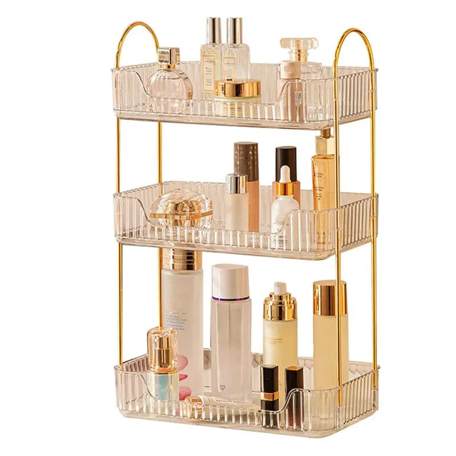 Expositor Perfumes Soporte de maquillaje cosmético estante almacenamiento 3 niveles organizador encimera soporte Perfume