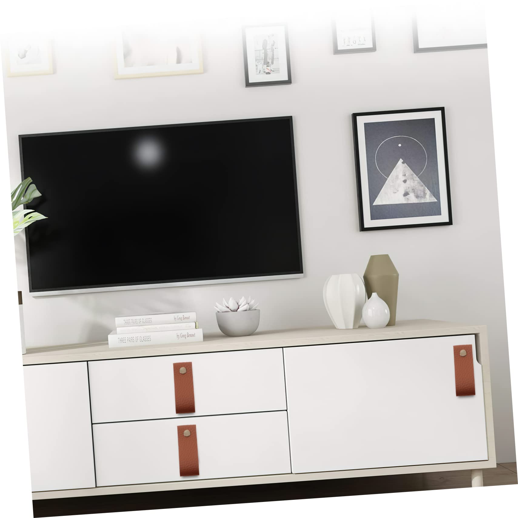 ARTIBETTER Unique Cabinet Knobs 4pcs Leather Drawer Pulls Anti-Collision Handles for Boys and Girls Pu Material Fit for Kitchen Dresser