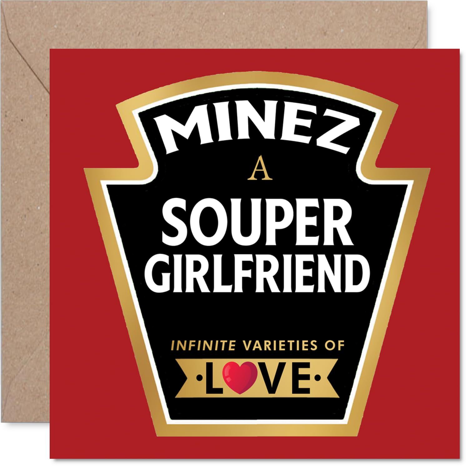 Girlfriend Birthday Card - Souper - Happy Birthday Card for Girlfriend from Boyfriend Partner, 145mm Product Label Design Bday Greeting Cards