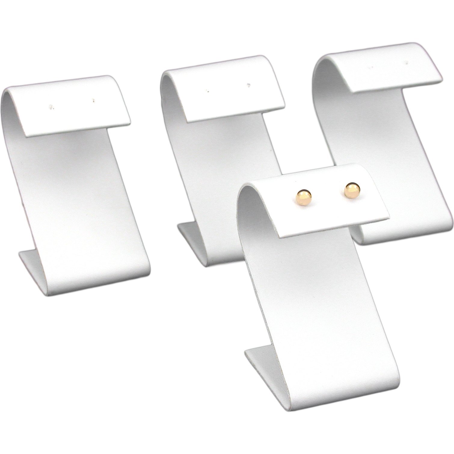 FindingKing 4 White Leather Earring Display Stands Jewelry 2.25