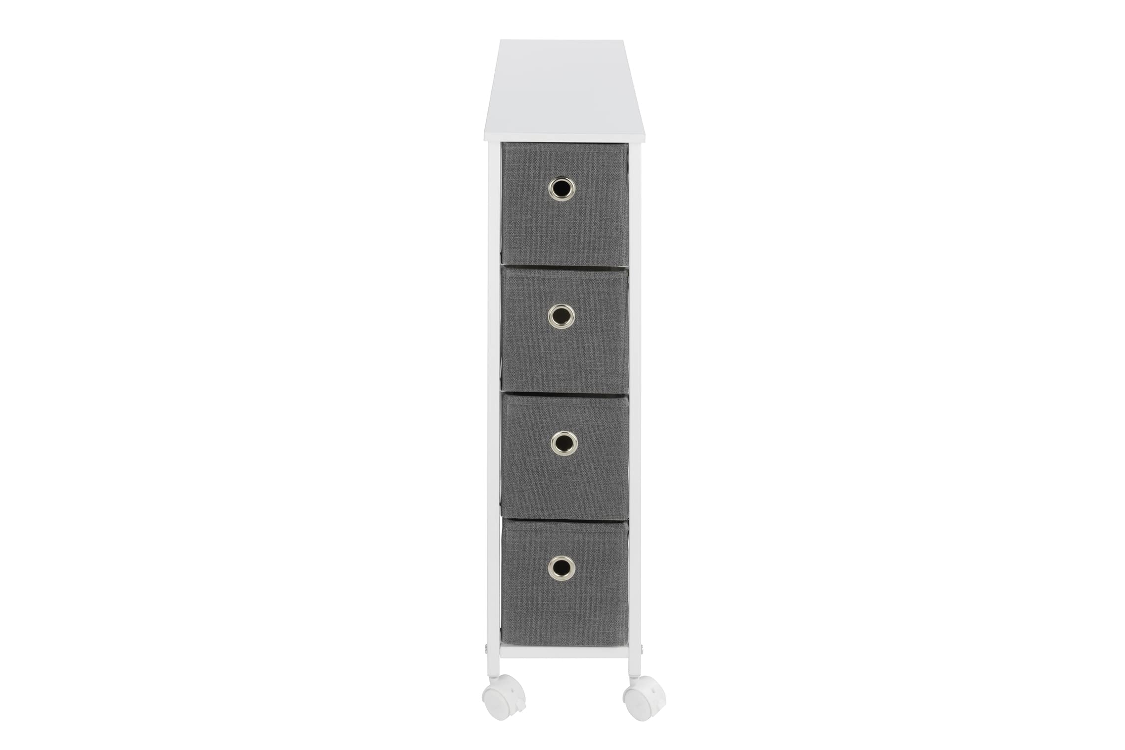 Maximex Nischenregal 4 Schubladen - Nischenregal mit 4 extra-tiefen Schubladen & 4 leichtgängige Rollen, Metall, 20 x 58 x 79 cm, Weiß