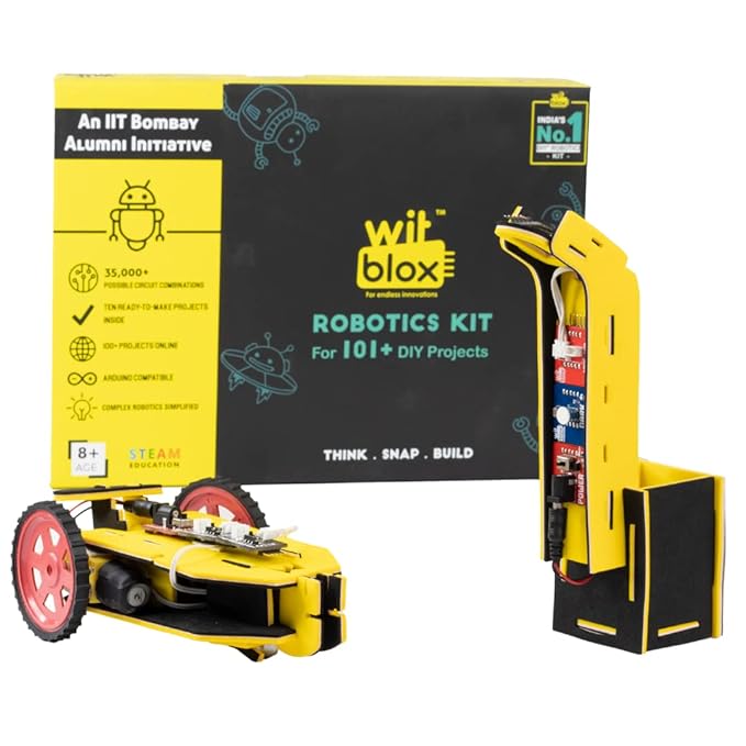 WitBlox Mega Robotics Kit for 101 Projects || Plug & Fit Modular Electronic Circuits || Compatible with Arduino, Multicolor