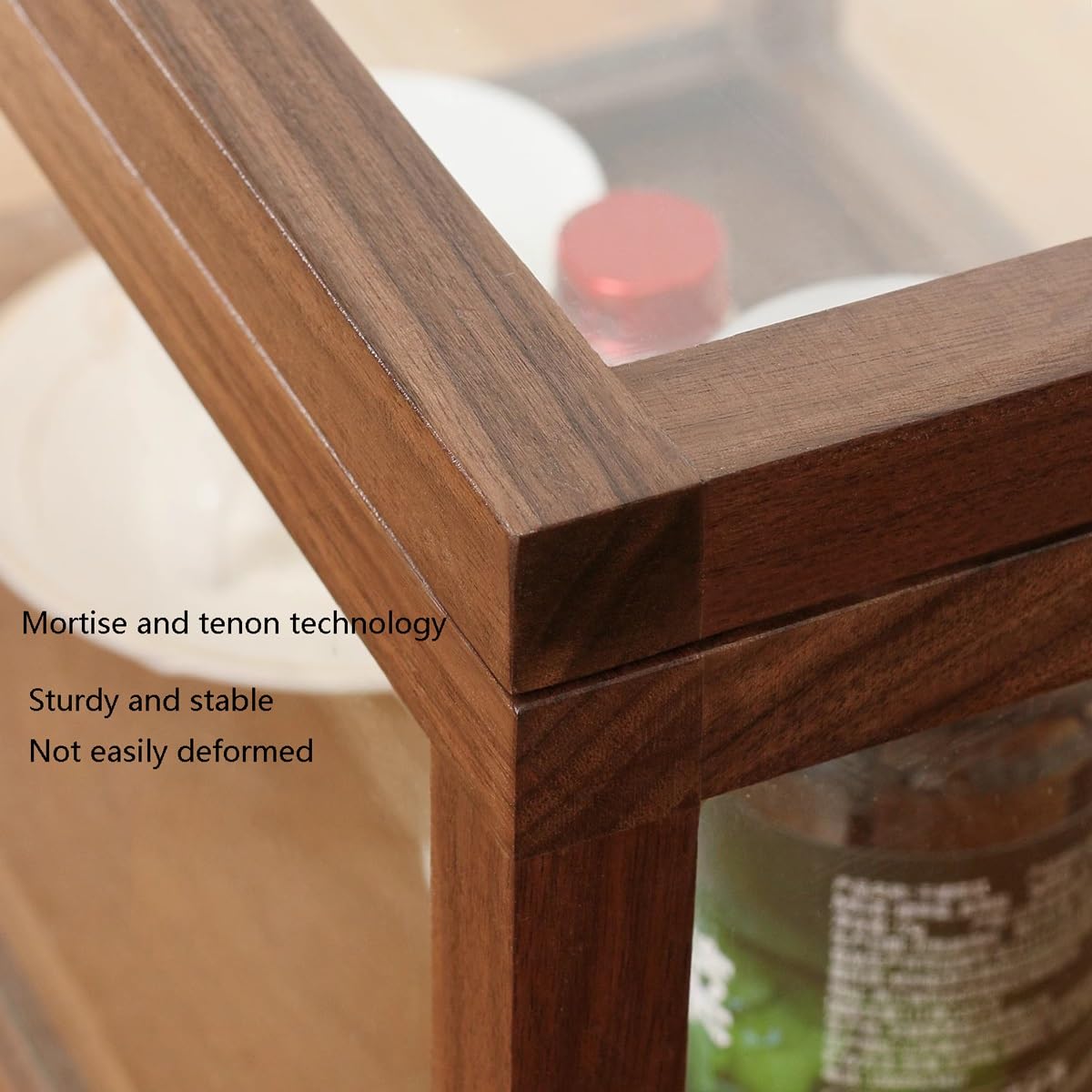 Wooden Display Cabinet,Walnut Desktop,Transparent Glass Vintage Keepsake Box with Lid,Jewelry Organizing