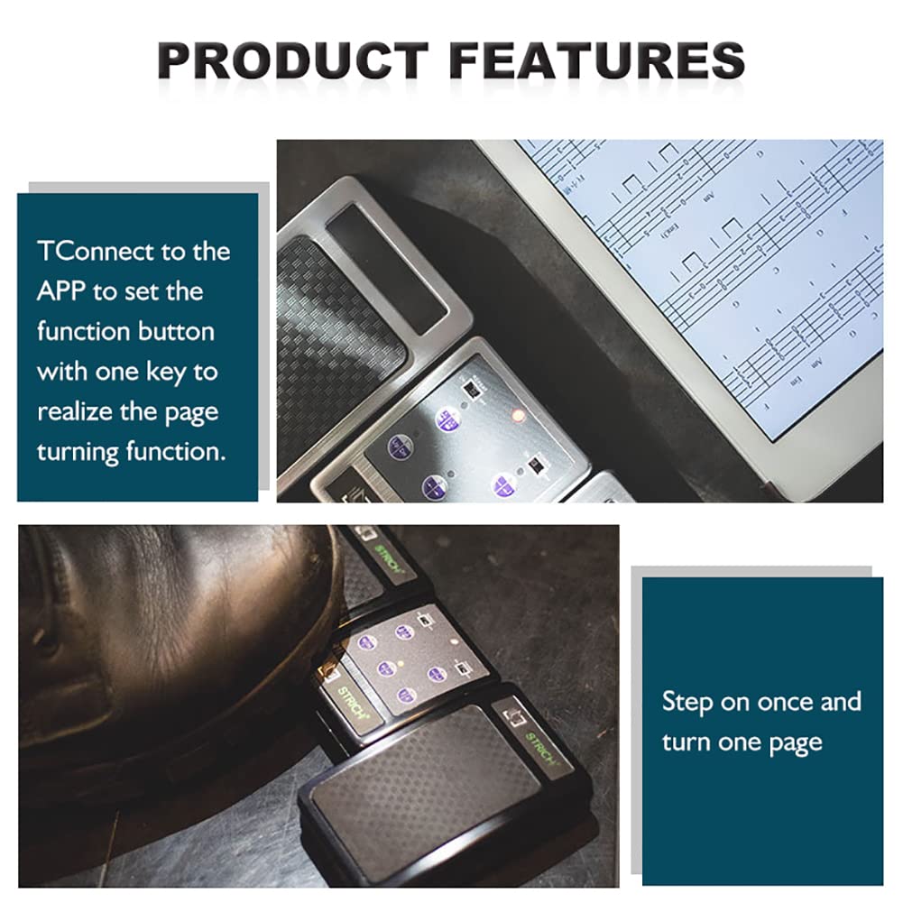 Pédale Tourne-pages Sans Fil Rechargeable - Pour Partitions, Livres, Tablettes - Multifonction Silencieuse Avec Connexion USB Et LEDs
