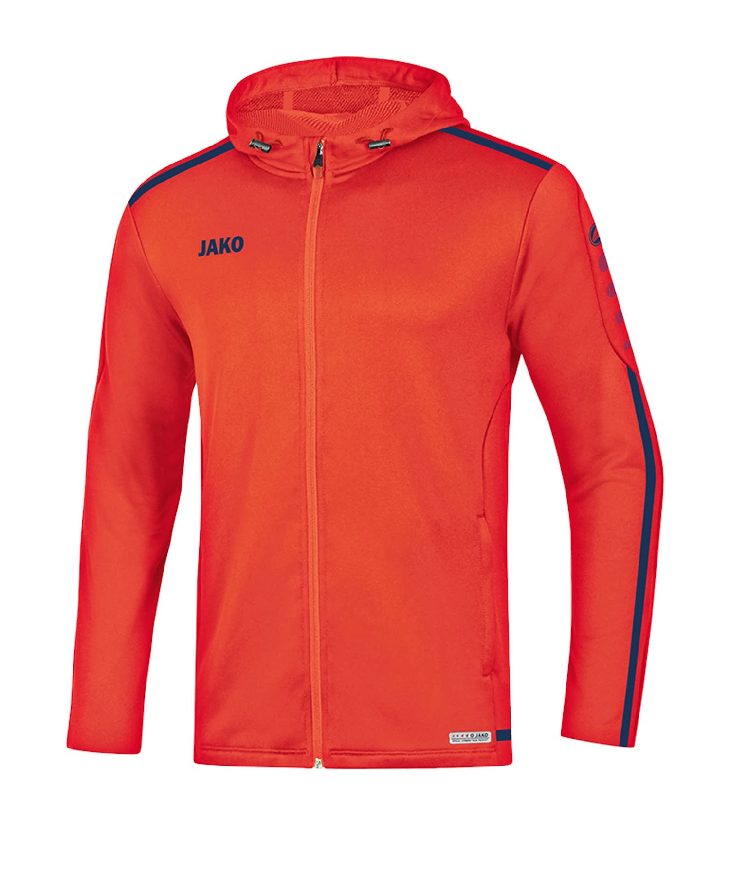 JAKO Children's Striker 2.0 Hooded Jacket, Flame/Navy, 164 (EU)