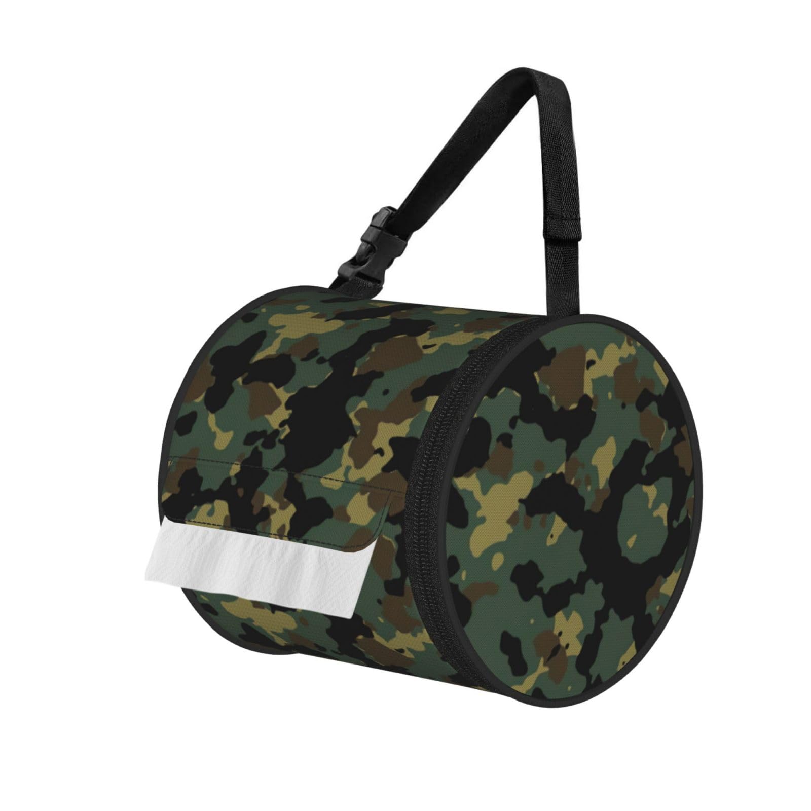 Camouflage Pattern Printed Roll Paper Carrier Bag, Foldable Oxford Cloth Tissue Case for Camping Hiking Backpack