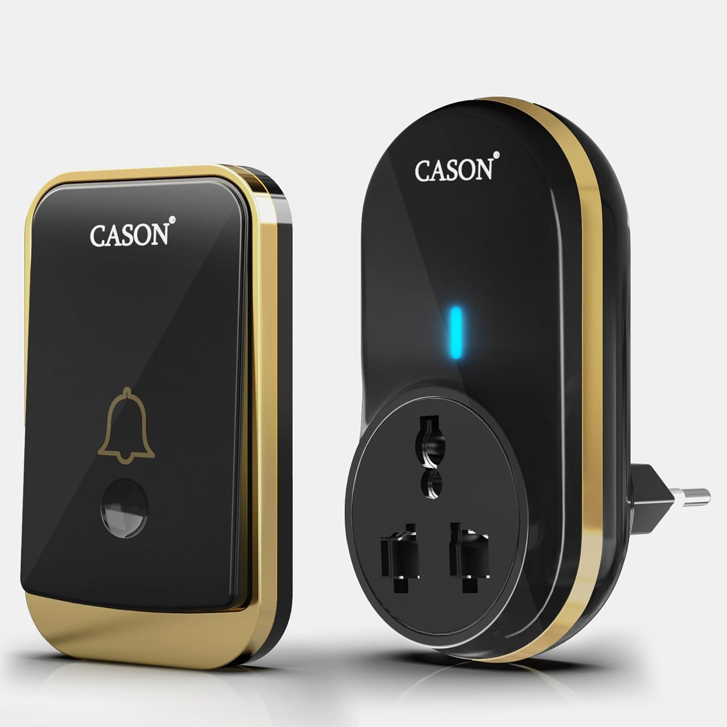 CASON - Wireless Door Bell for Home Long Range/Door Bell wireless For Home/Wireless Calling Bell,Remote Bell With Socket Plug In type, up to 1000ft Range with 45 Chimes (1 Remote 1 Receiver, Black)