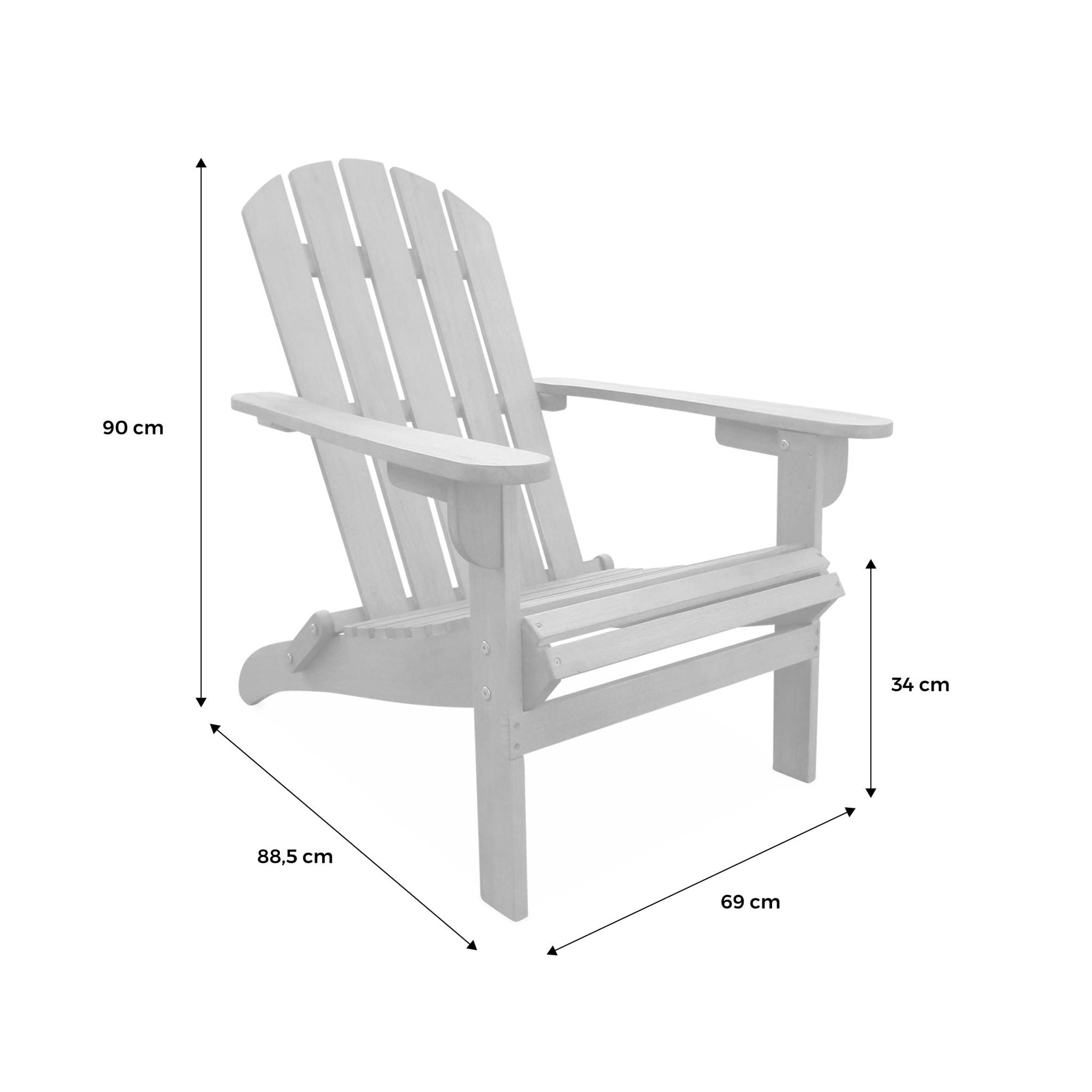 Alice's Garden - Fauteuil de Jardin en Bois - Adirondack Salamanca- Eucalyptus. Chaise de terrasse Retro. siège de Plage