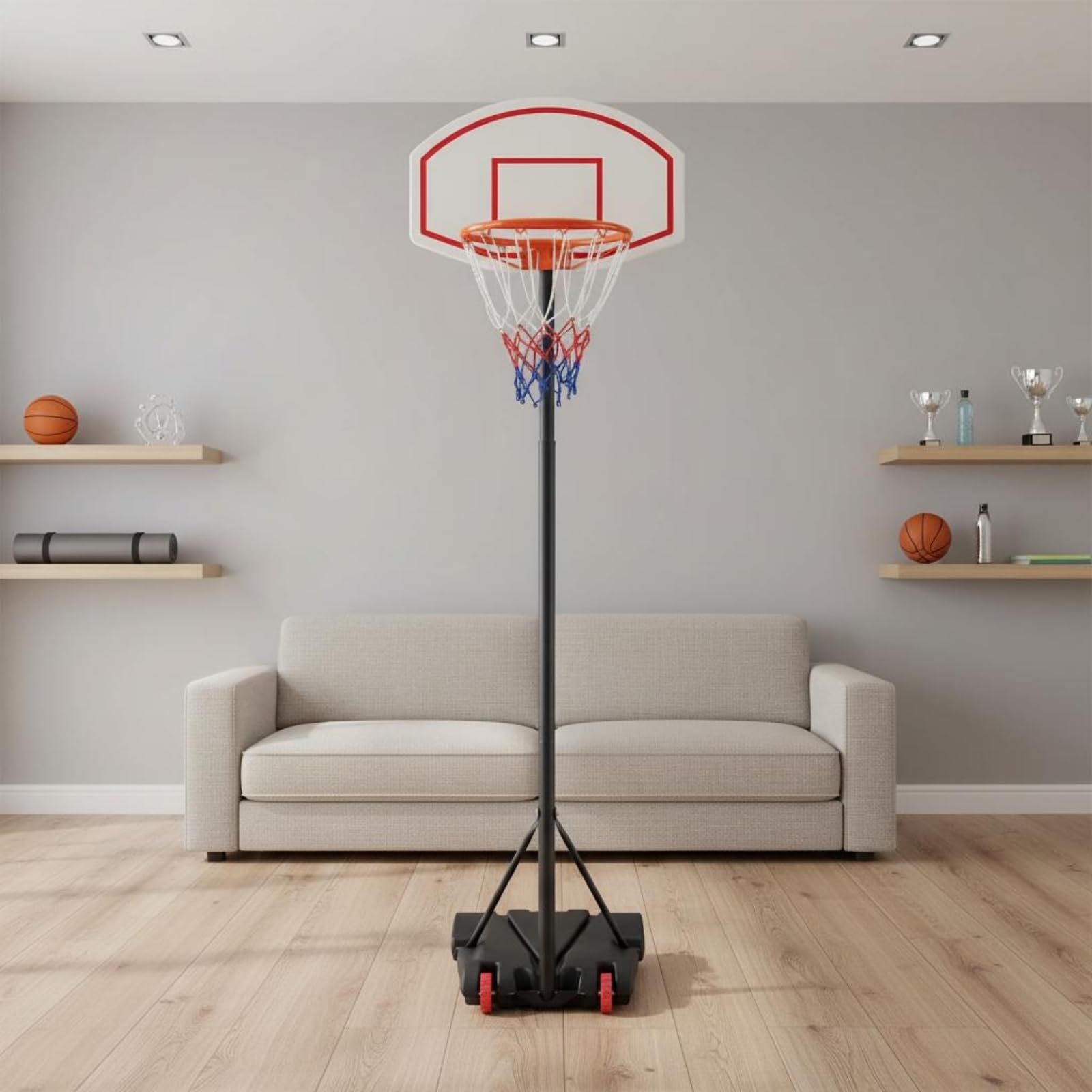 Canasta Pie Ajustable Interior y Exterior Canasta Baloncesto r Resistente para Niños, Adultos